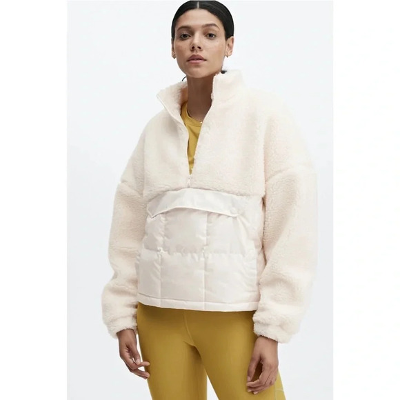 Fabletics Sweaters - FABLETICS Nelly Mixed Media Half Zip Cream Size Large